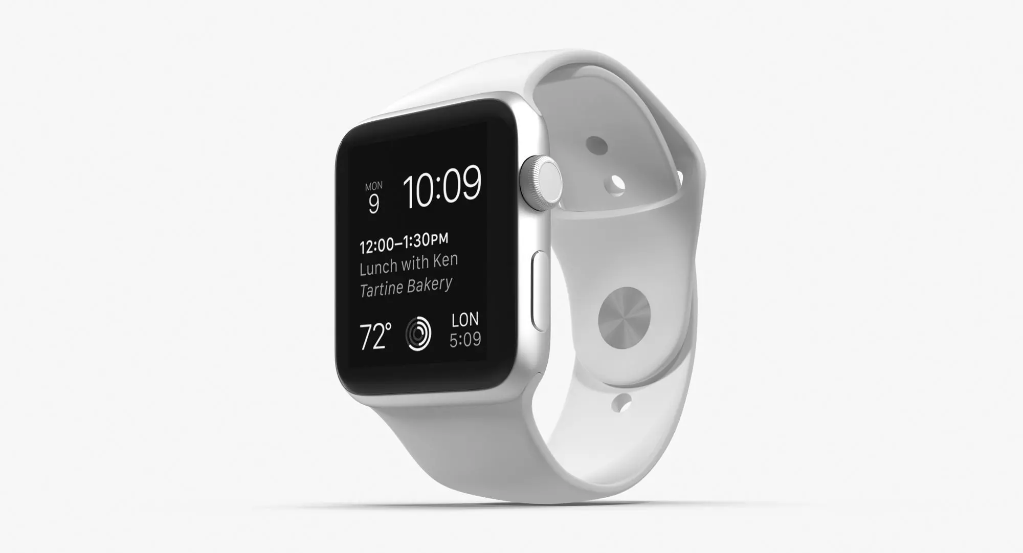 Apple Watch Sport White 42mm Low-poly 3D model_0