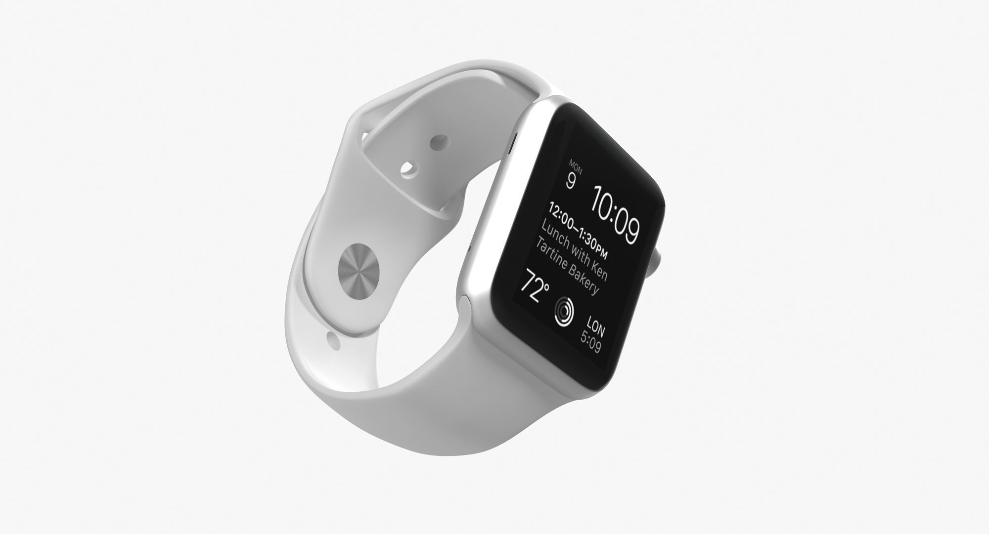 Apple Watch Sport White 42mm Low-poly 3D model_8
