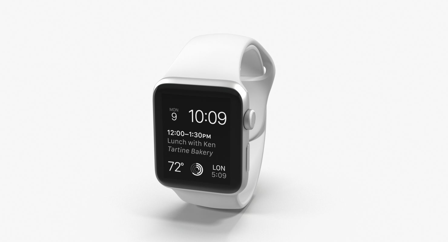 Apple Watch Sport White 42mm Low-poly 3D model_21