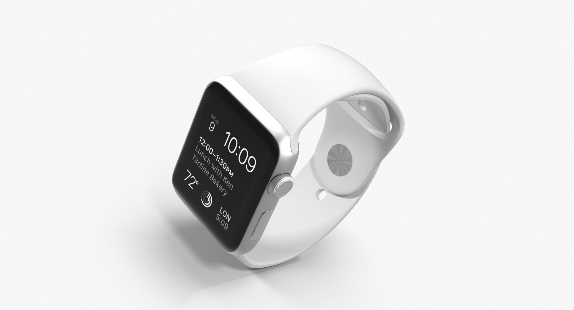 Apple Watch Sport White 42mm Low-poly 3D model_7