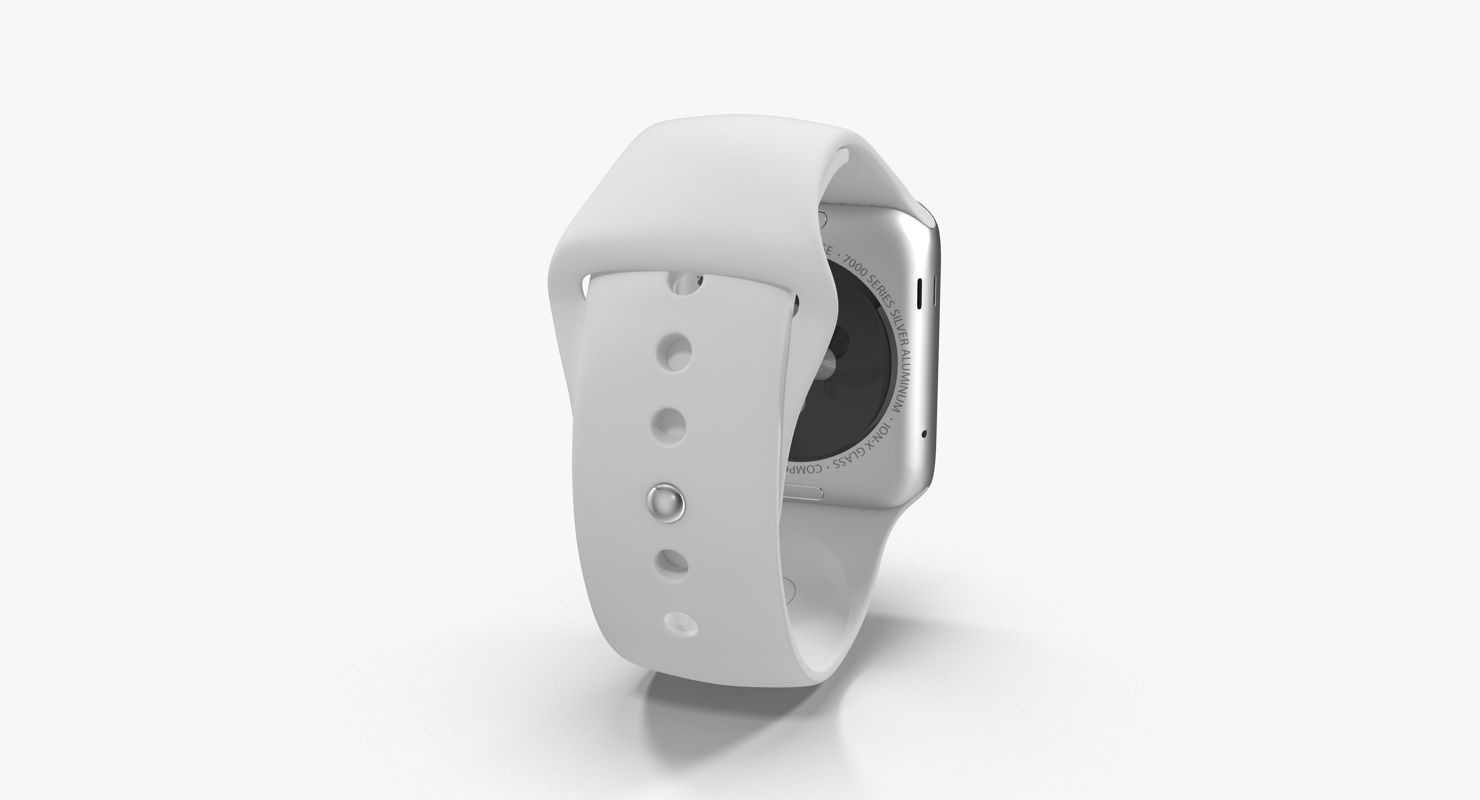 Apple Watch Sport White 42mm Low-poly 3D model_16