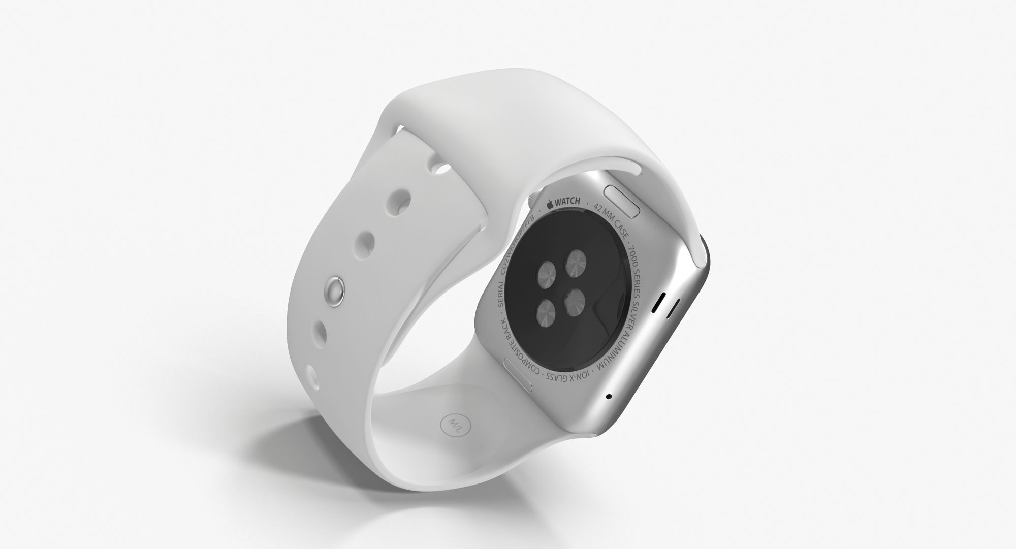 Apple Watch Sport White 42mm Low-poly 3D model_5