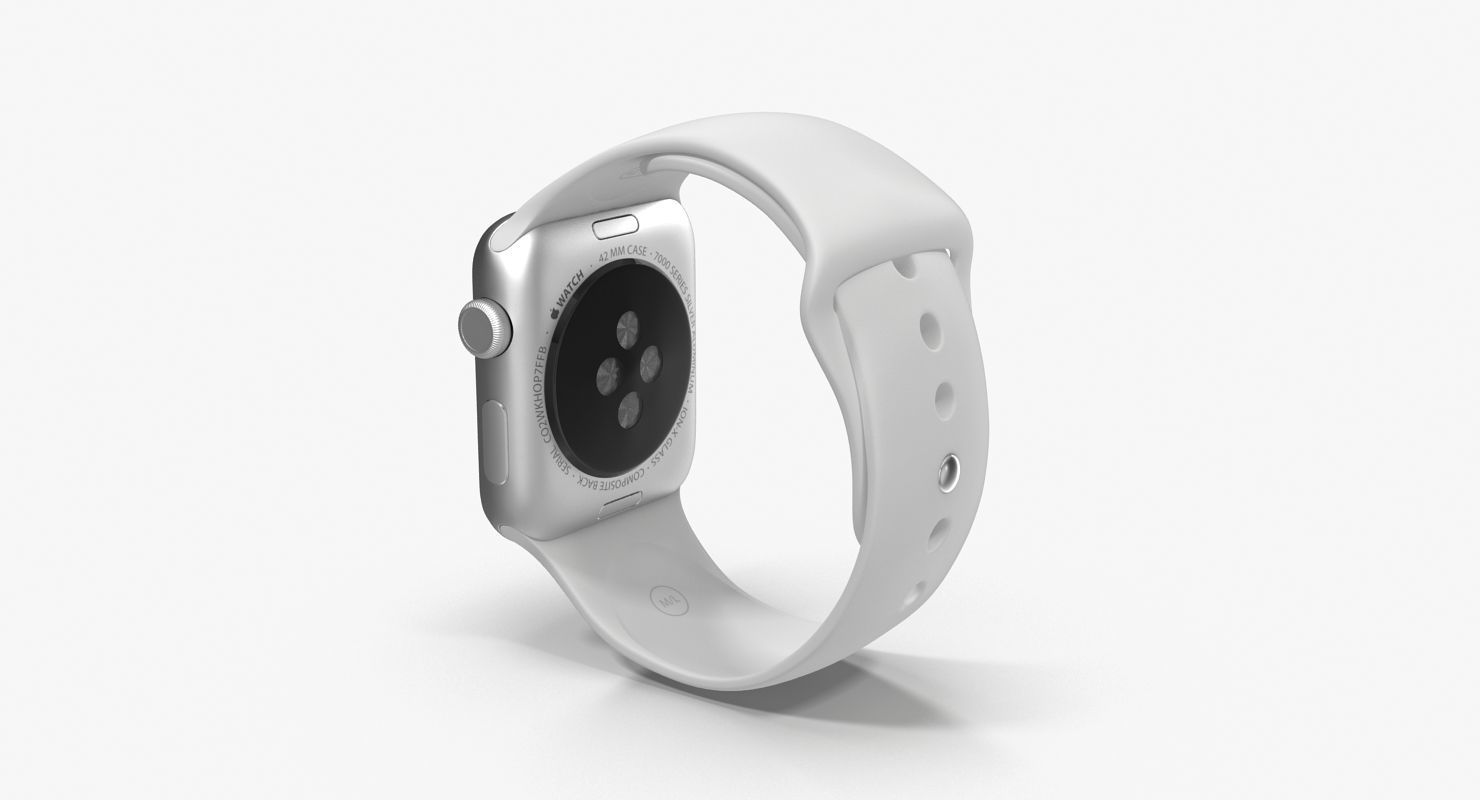 Apple Watch Sport White 42mm Low-poly 3D model_14