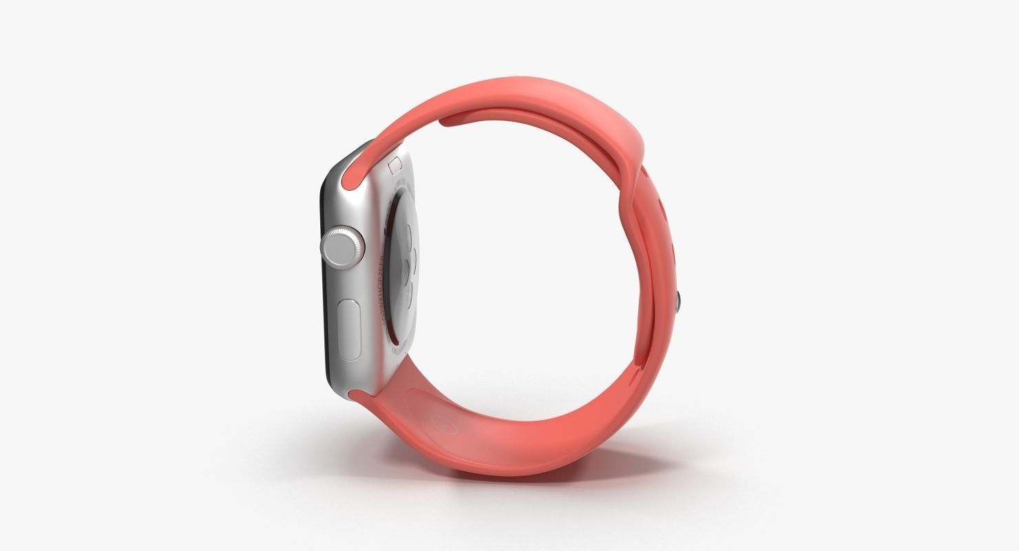 Apple Watch Sport Pink 42mm Low-poly 3D model_13
