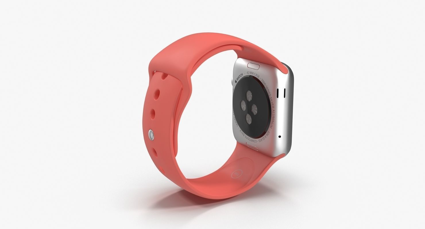 Apple Watch Sport Pink 42mm Low-poly 3D model_17