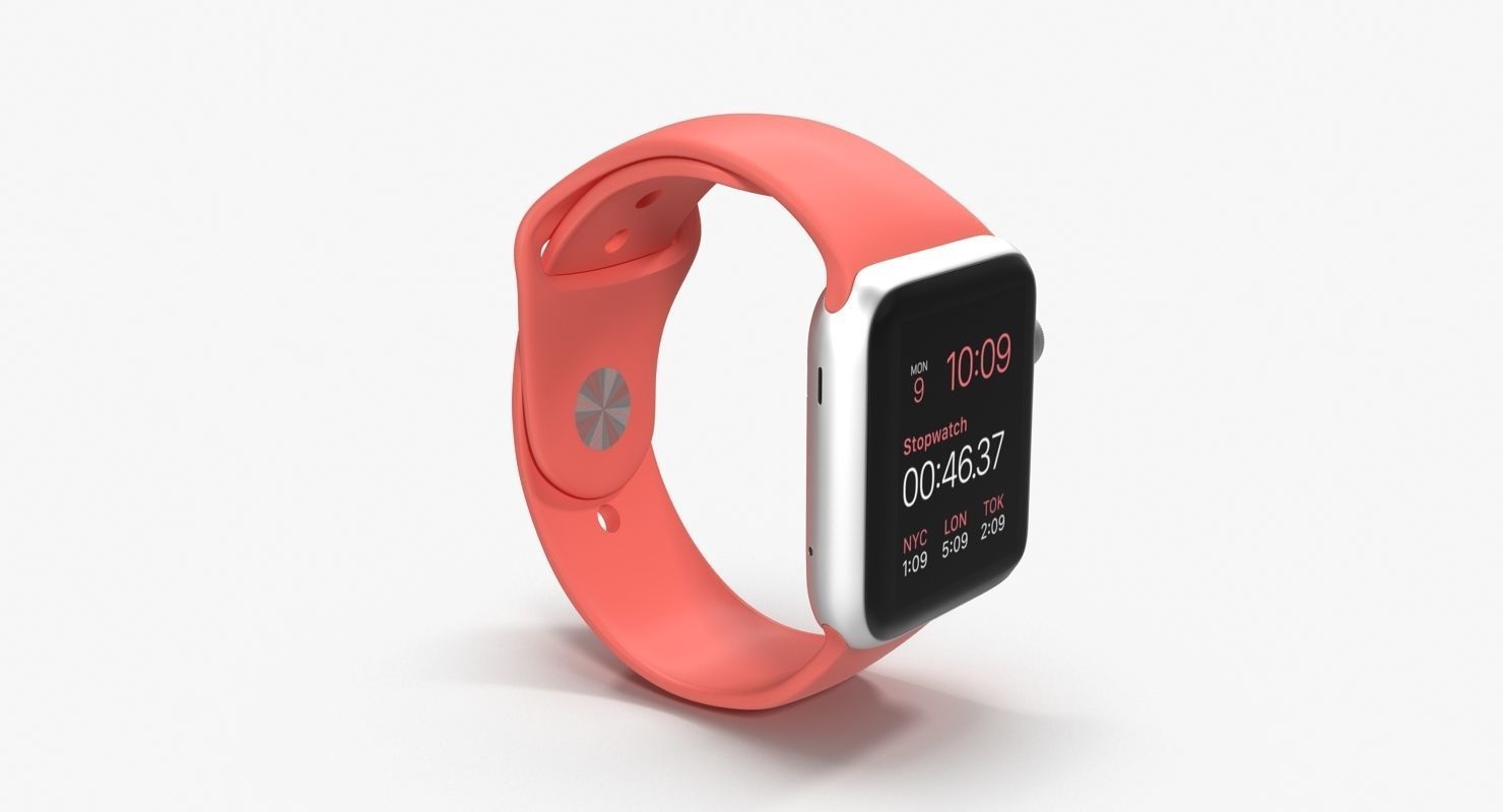 Apple Watch Sport Pink 42mm Low-poly 3D model_19