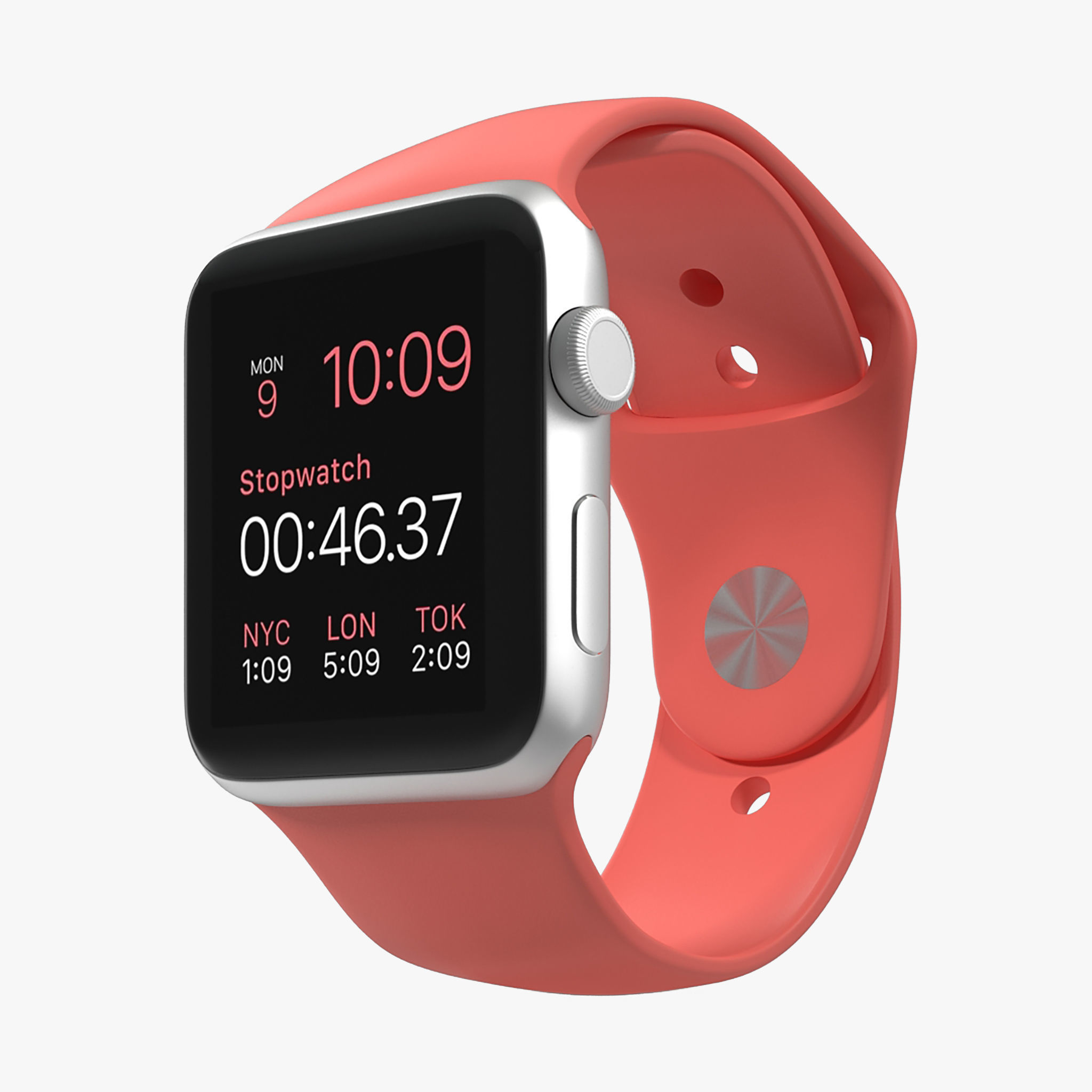 Apple Watch Sport Pink 42mm Low-poly 3D model_38