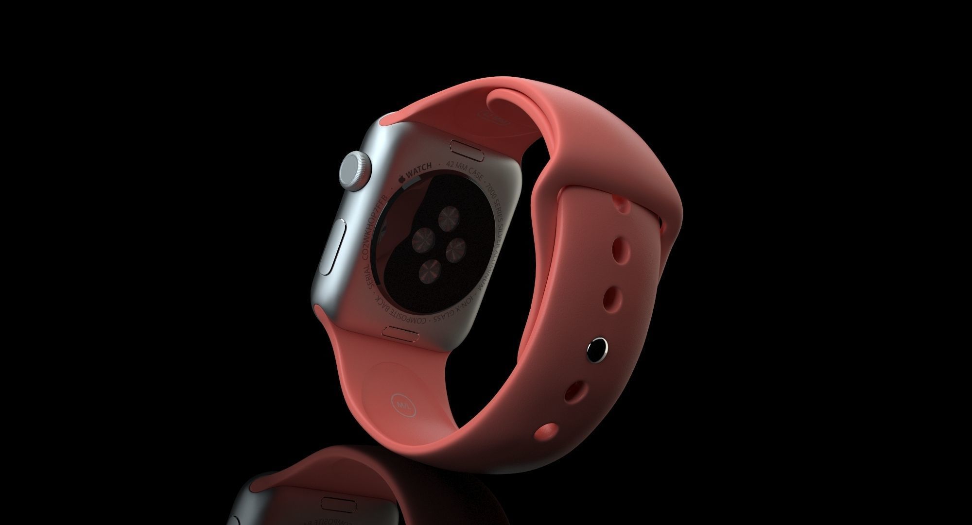 Apple Watch Sport Pink 42mm Low-poly 3D model_40