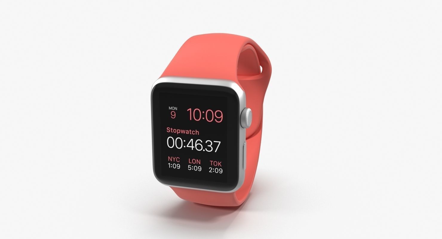 Apple Watch Sport Pink 42mm Low-poly 3D model_21