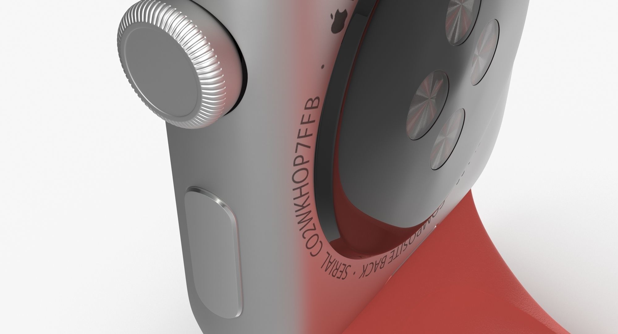 Apple Watch Sport Pink 42mm Low-poly 3D model_4