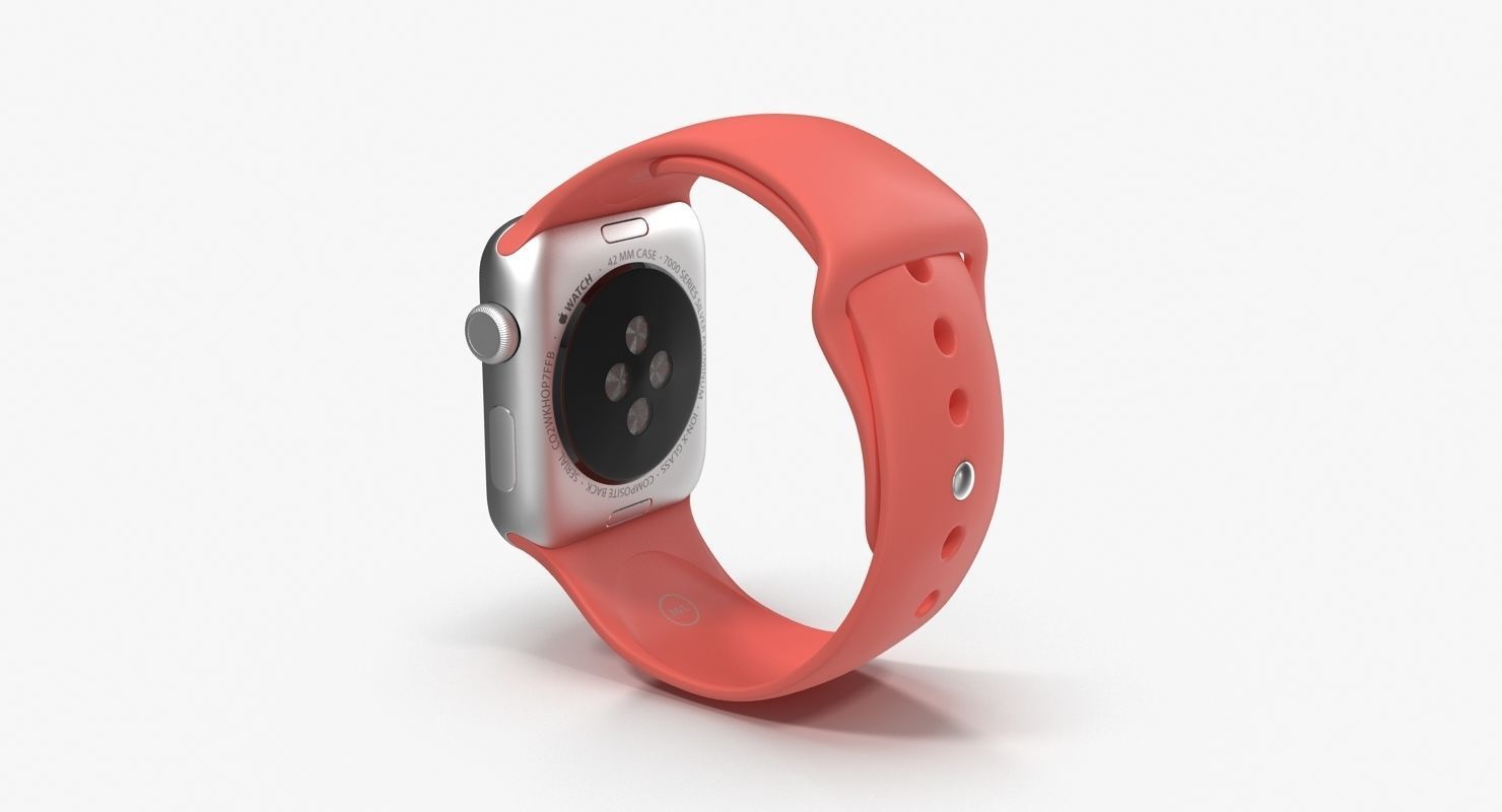 Apple Watch Sport Pink 42mm Low-poly 3D model_14