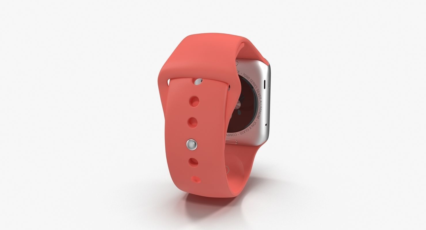Apple Watch Sport Pink 42mm Low-poly 3D model_16