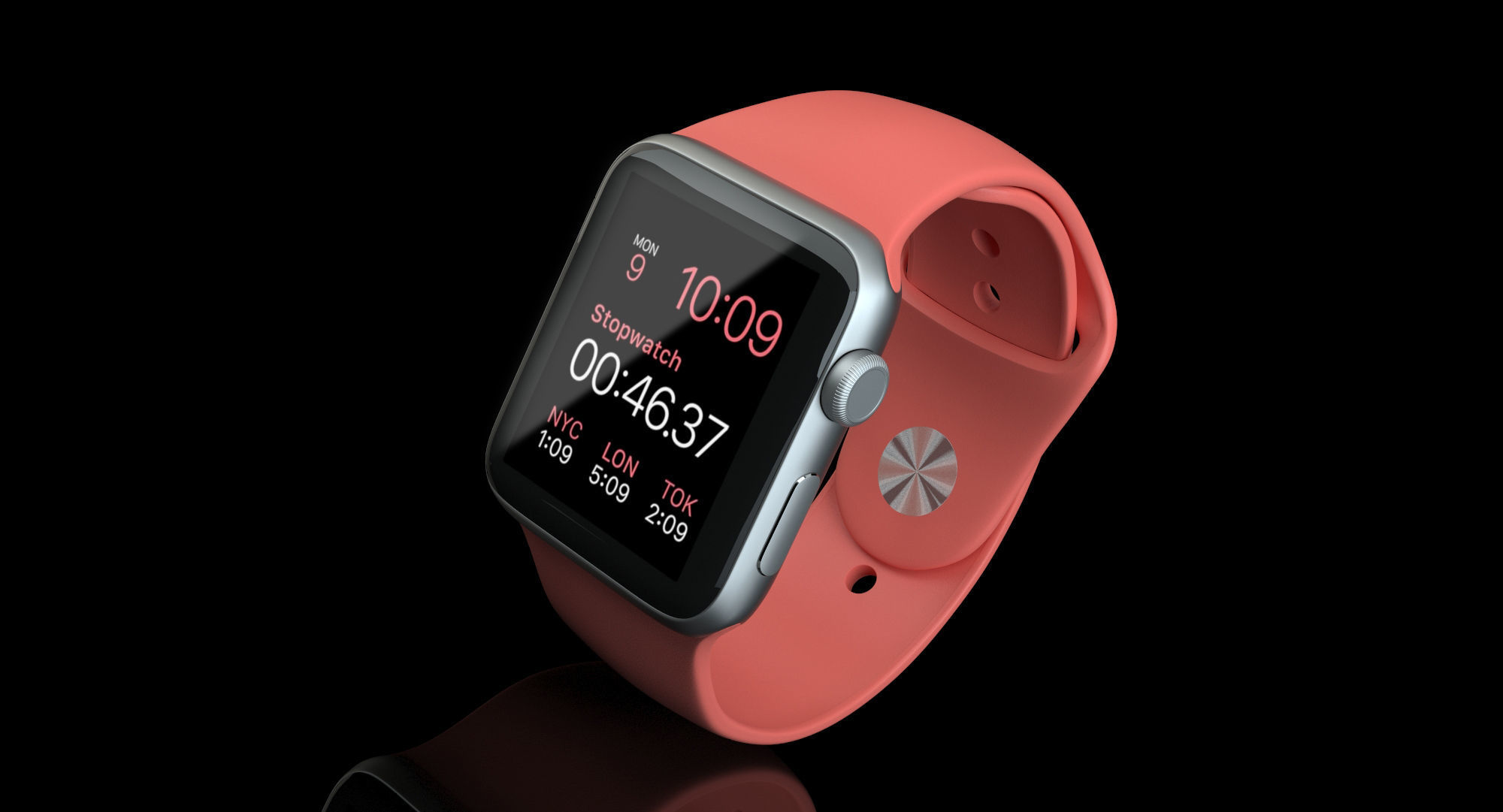 Apple Watch Sport Pink 42mm Low-poly 3D model_39
