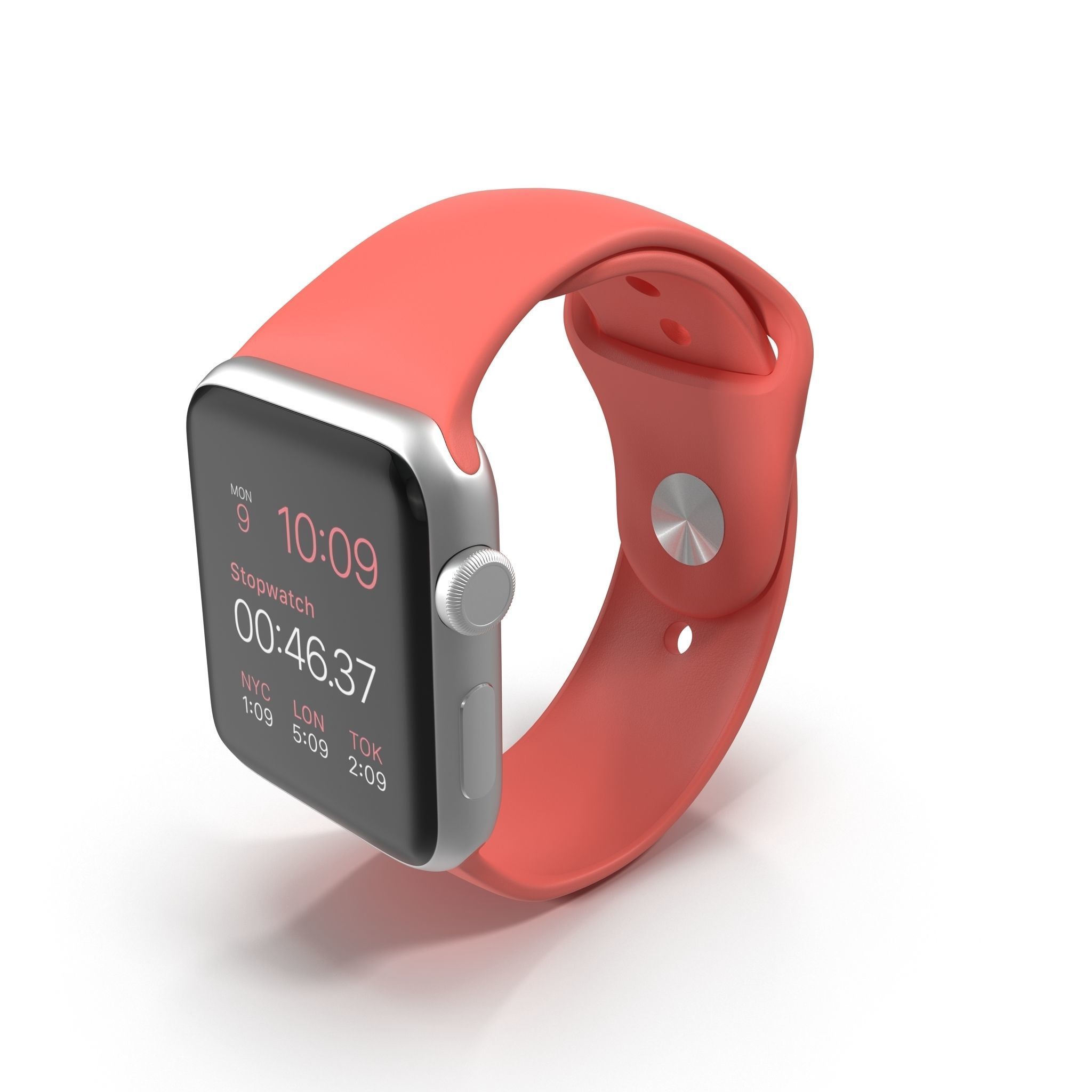 Apple Watch Sport Pink 42mm Low-poly 3D model_9