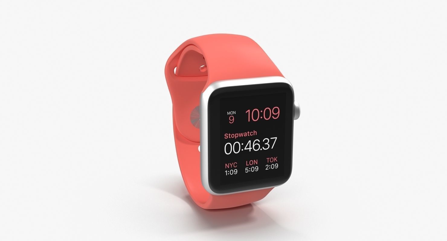 Apple Watch Sport Pink 42mm Low-poly 3D model_20