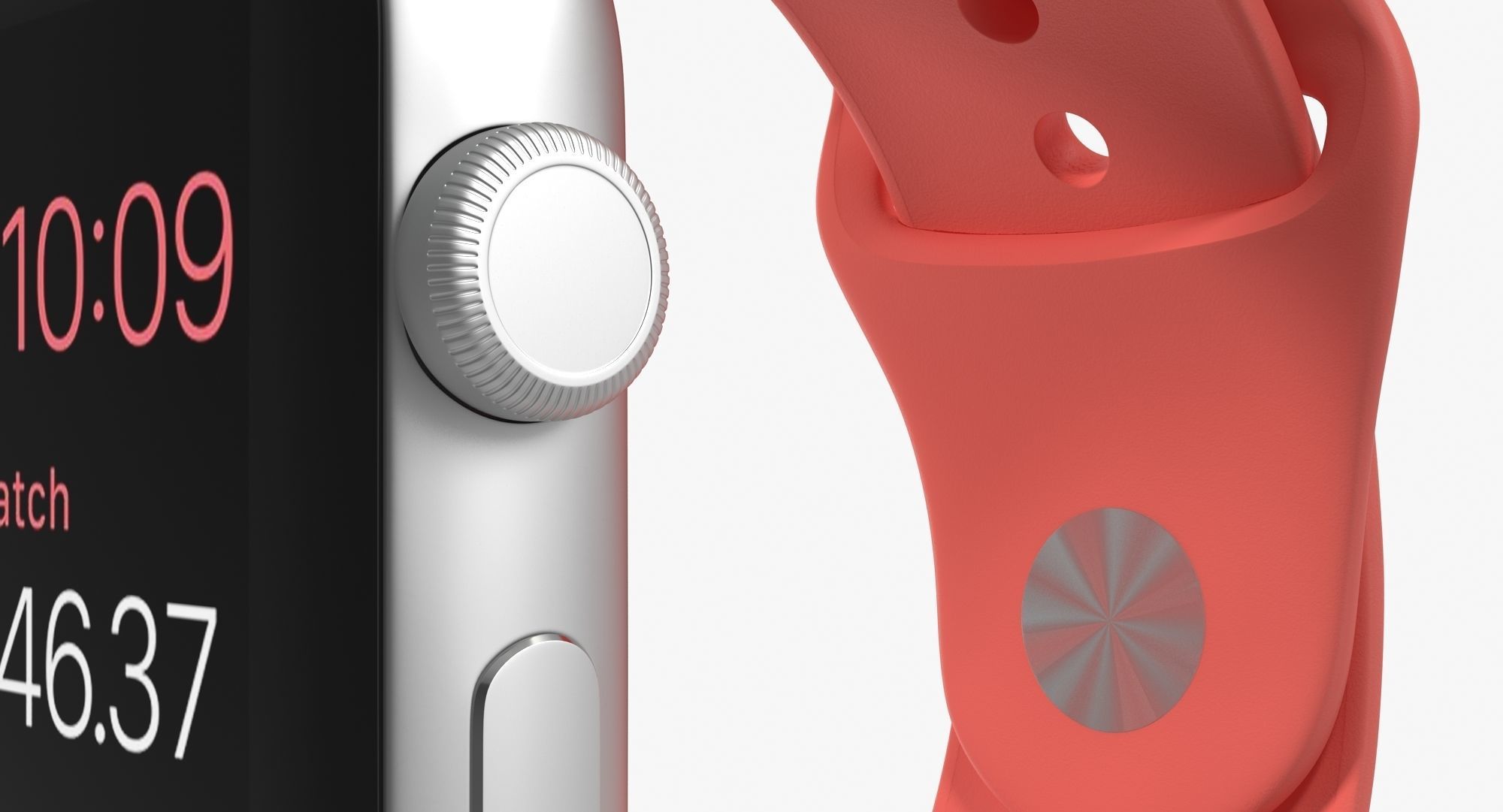 Apple Watch Sport Pink 42mm Low-poly 3D model_2