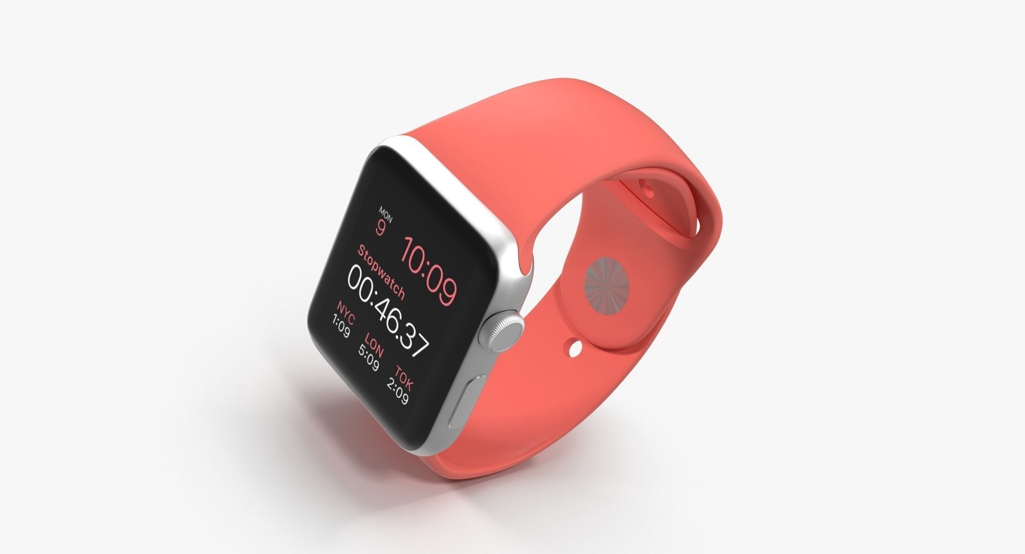 Apple Watch Sport Pink 42mm Low-poly 3D model_7