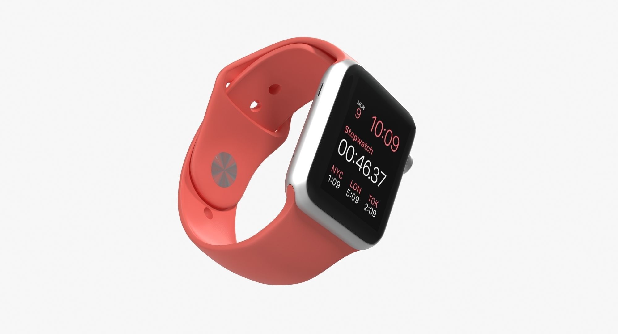 Apple Watch Sport Pink 42mm Low-poly 3D model_8