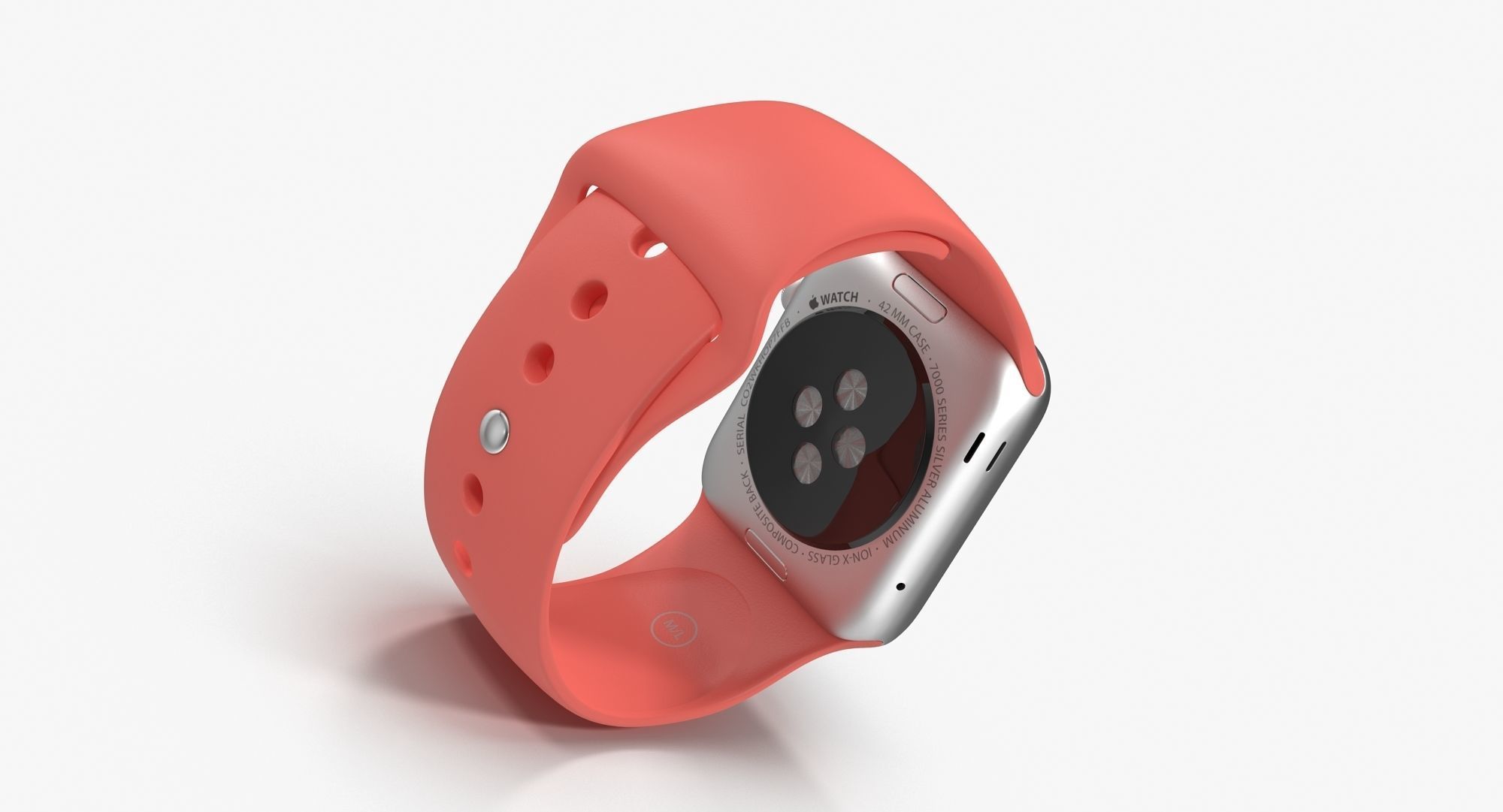 Apple Watch Sport Pink 42mm Low-poly 3D model_5