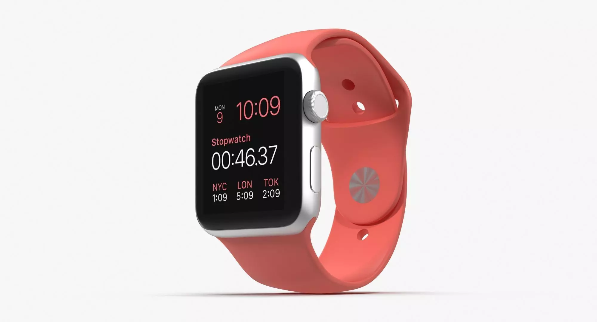 Apple Watch Sport Pink 42mm Low-poly 3D model_0