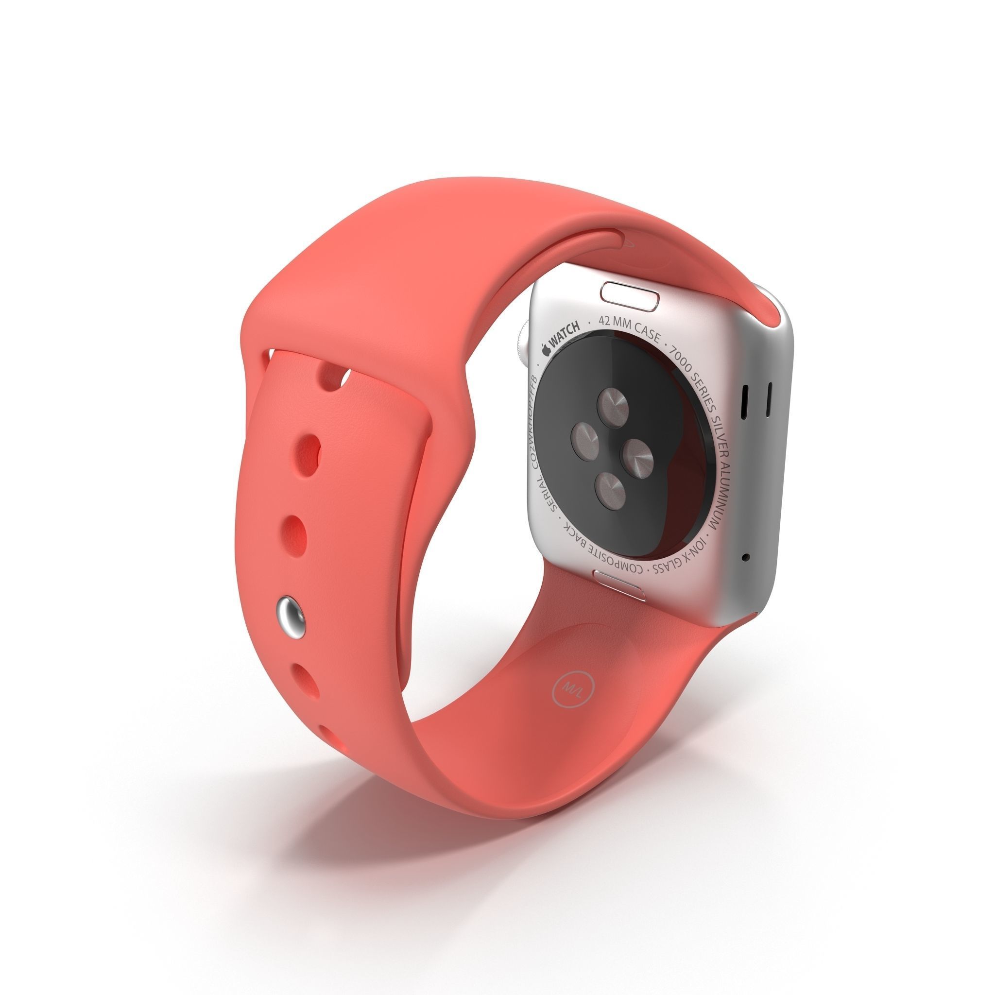Apple Watch Sport Pink 42mm Low-poly 3D model_10