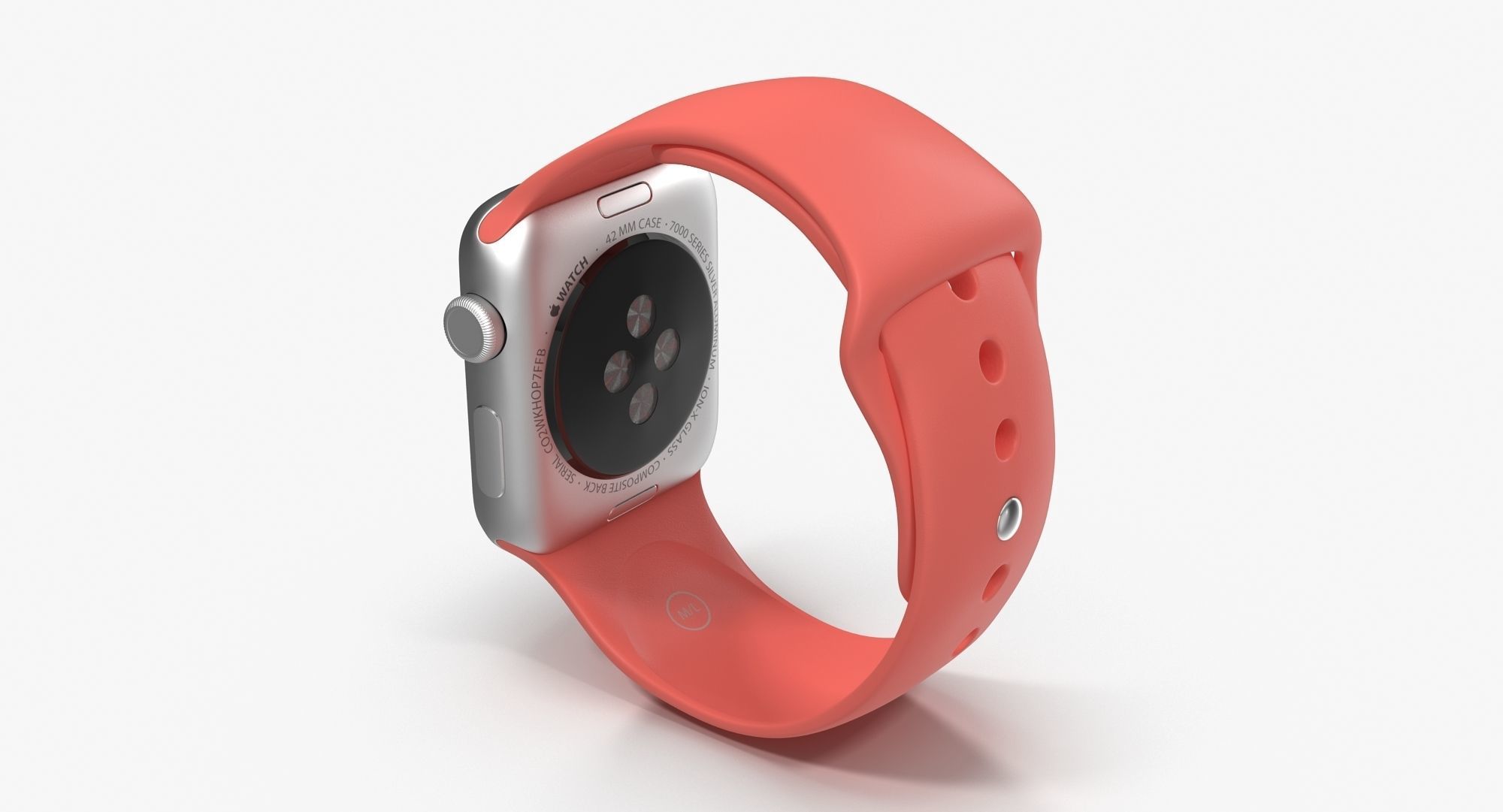 Apple Watch Sport Pink 42mm Low-poly 3D model_6