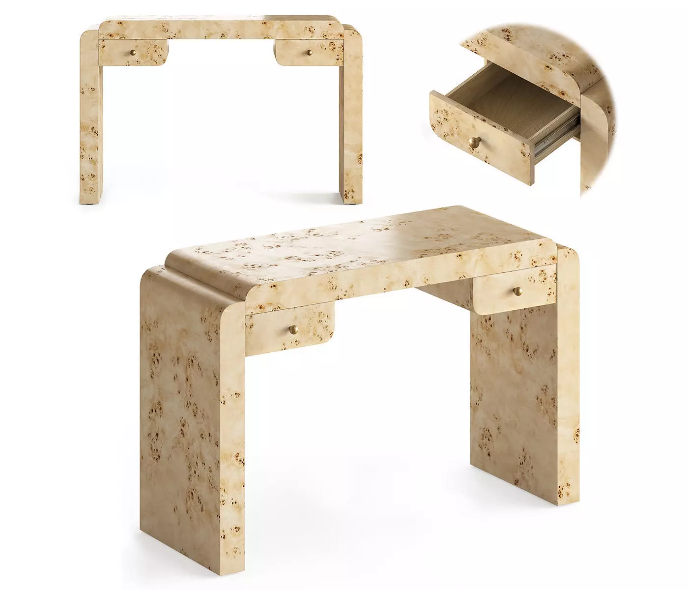 Shura Burl Console Table 3D model