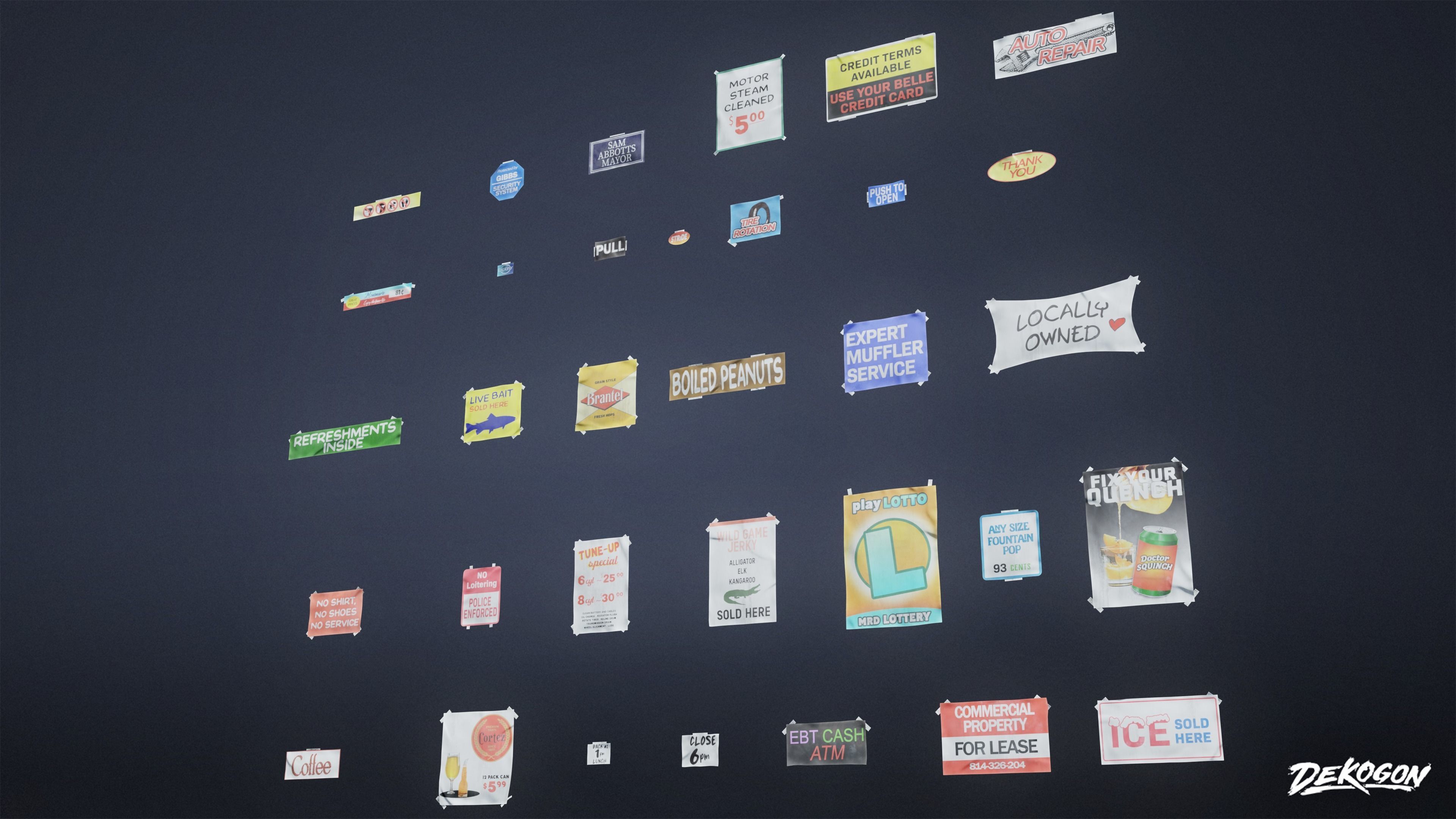 SUBURBS - Advertisements 01 - LOW POLY AND NANITE Low-poly 3D model_3