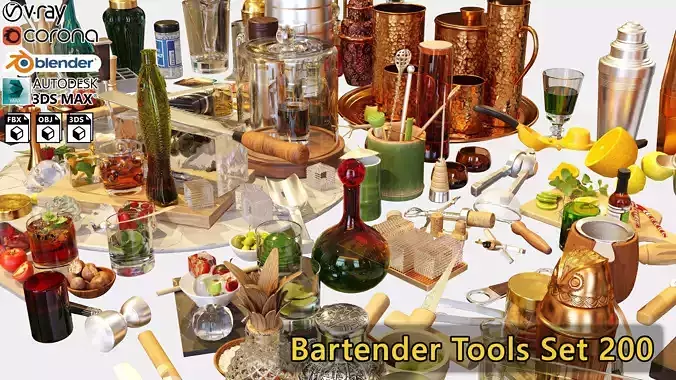 Bartender Tools Set 200 3D model