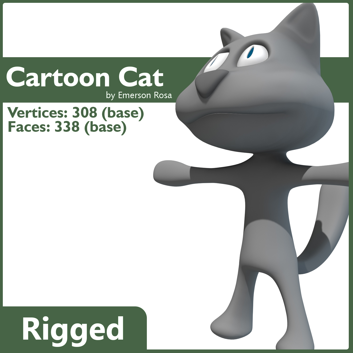 Rigged Cartoon Cat 3D model_6