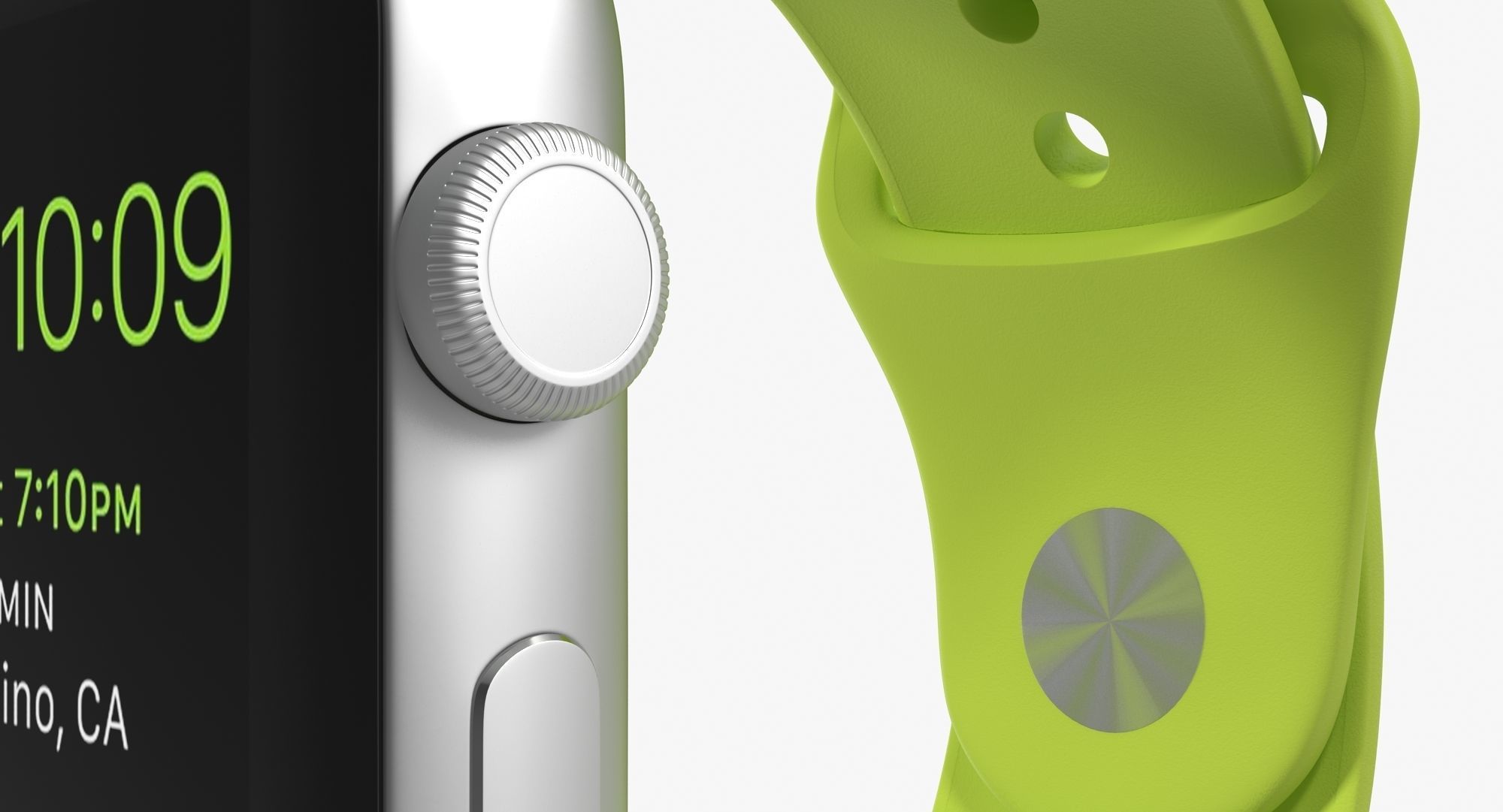 Apple Watch Sport Green 42mm Low-poly 3D model_2