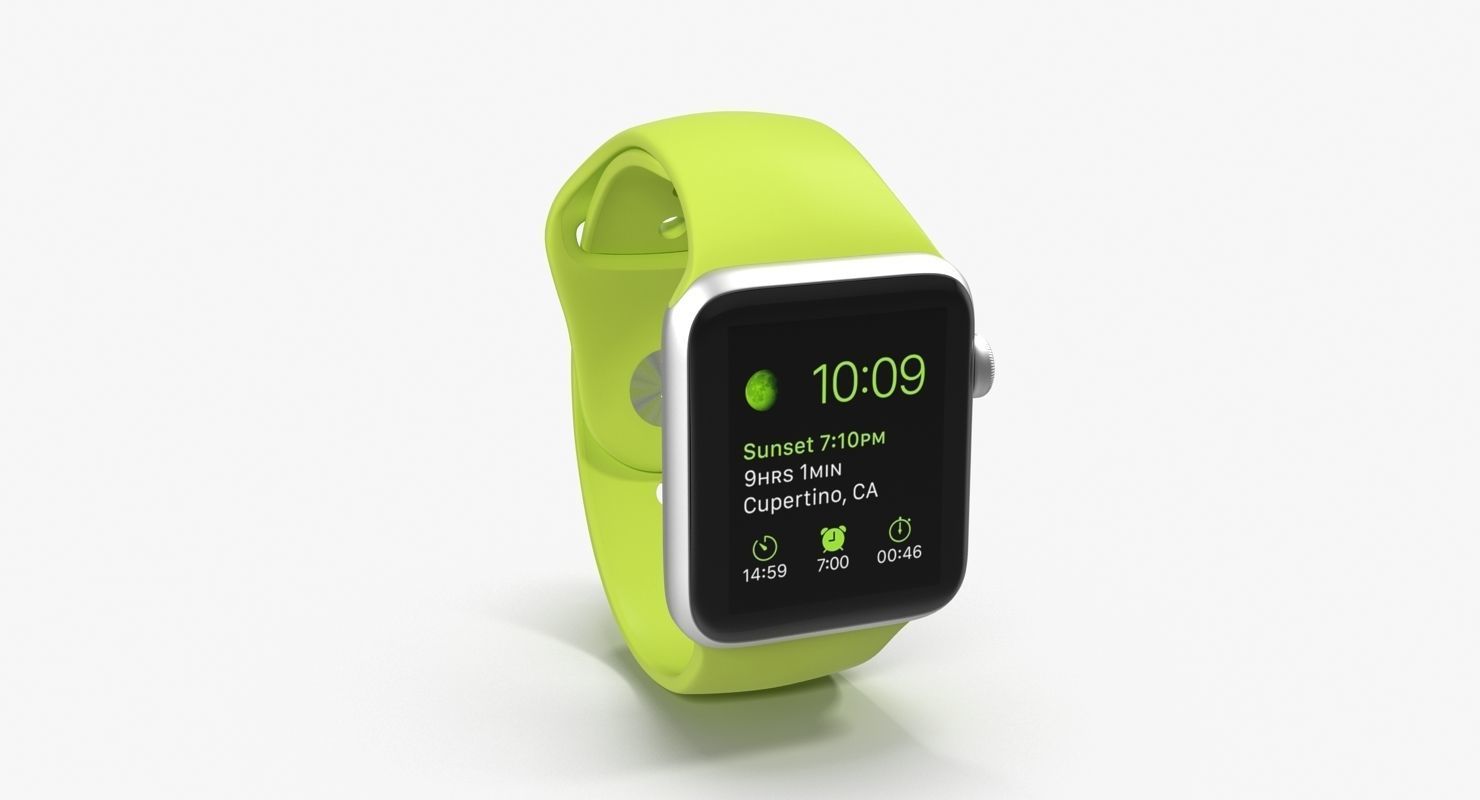 Apple Watch Sport Green 42mm Low-poly 3D model_20