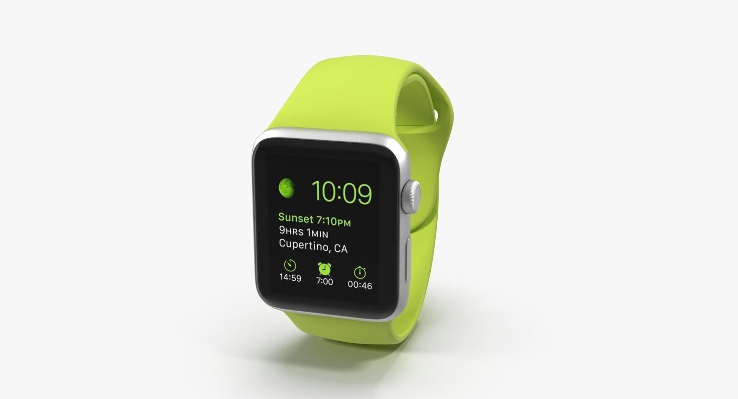 Apple Watch Sport Green 42mm Low-poly 3D model_21