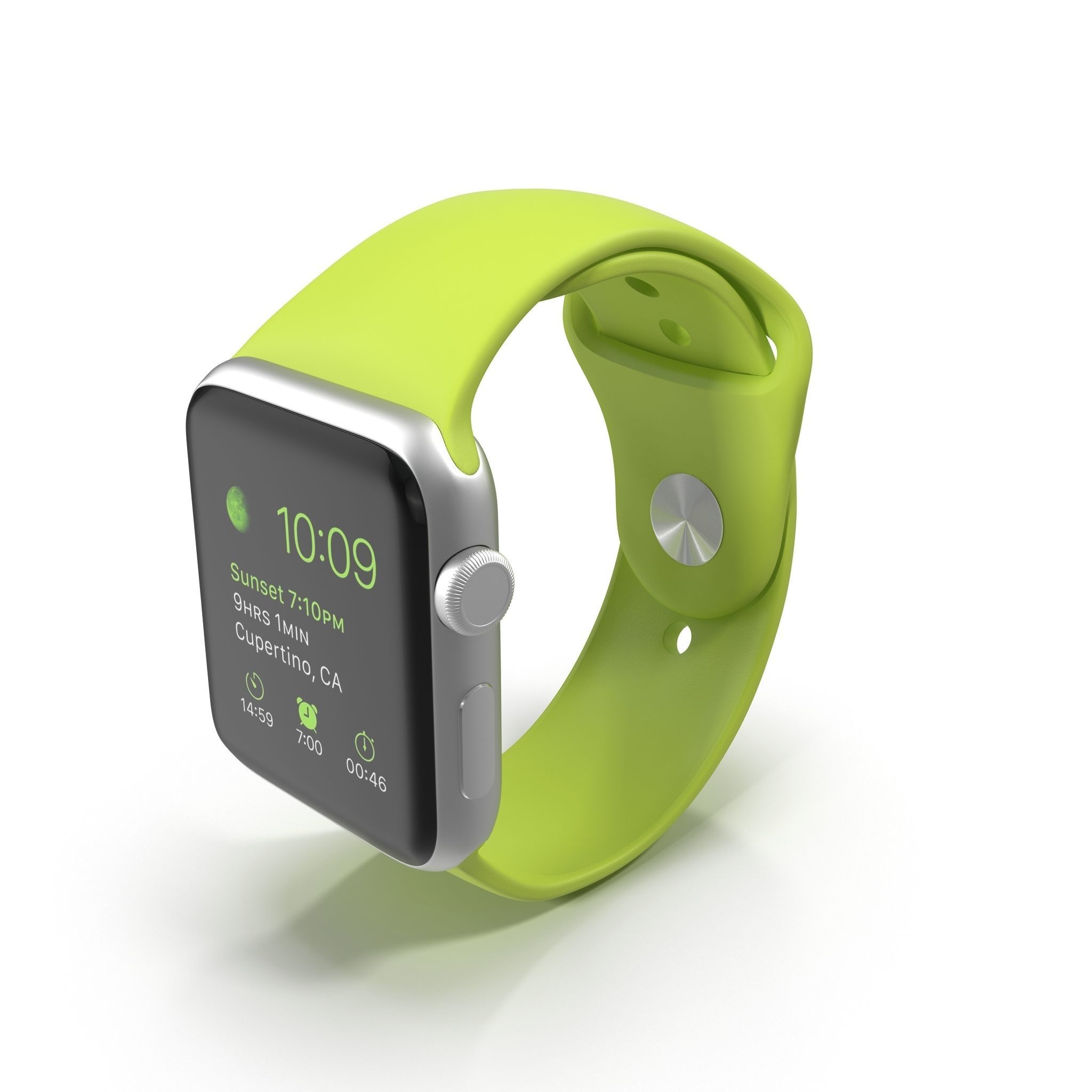 Apple Watch Sport Green 42mm Low-poly 3D model_9