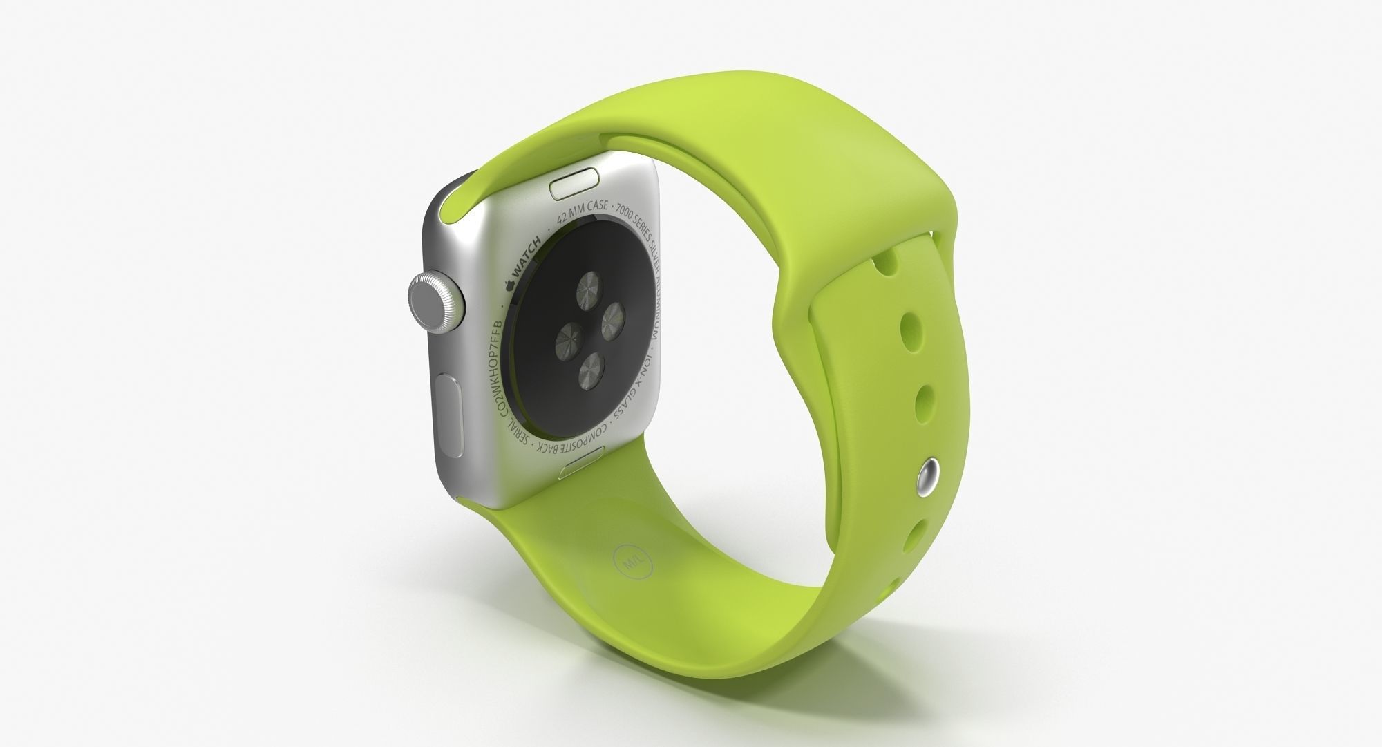 Apple Watch Sport Green 42mm Low-poly 3D model_6