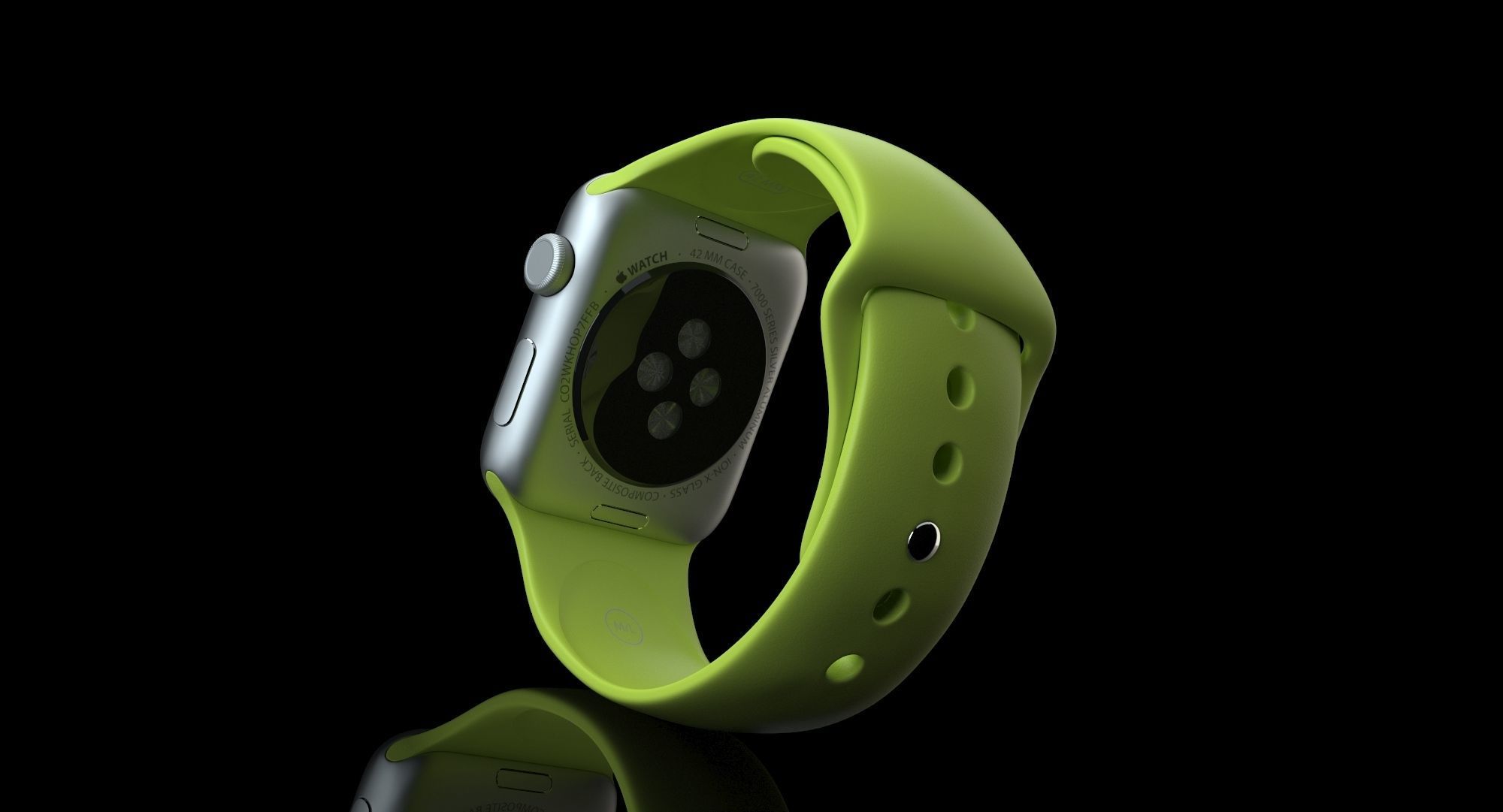 Apple Watch Sport Green 42mm Low-poly 3D model_40