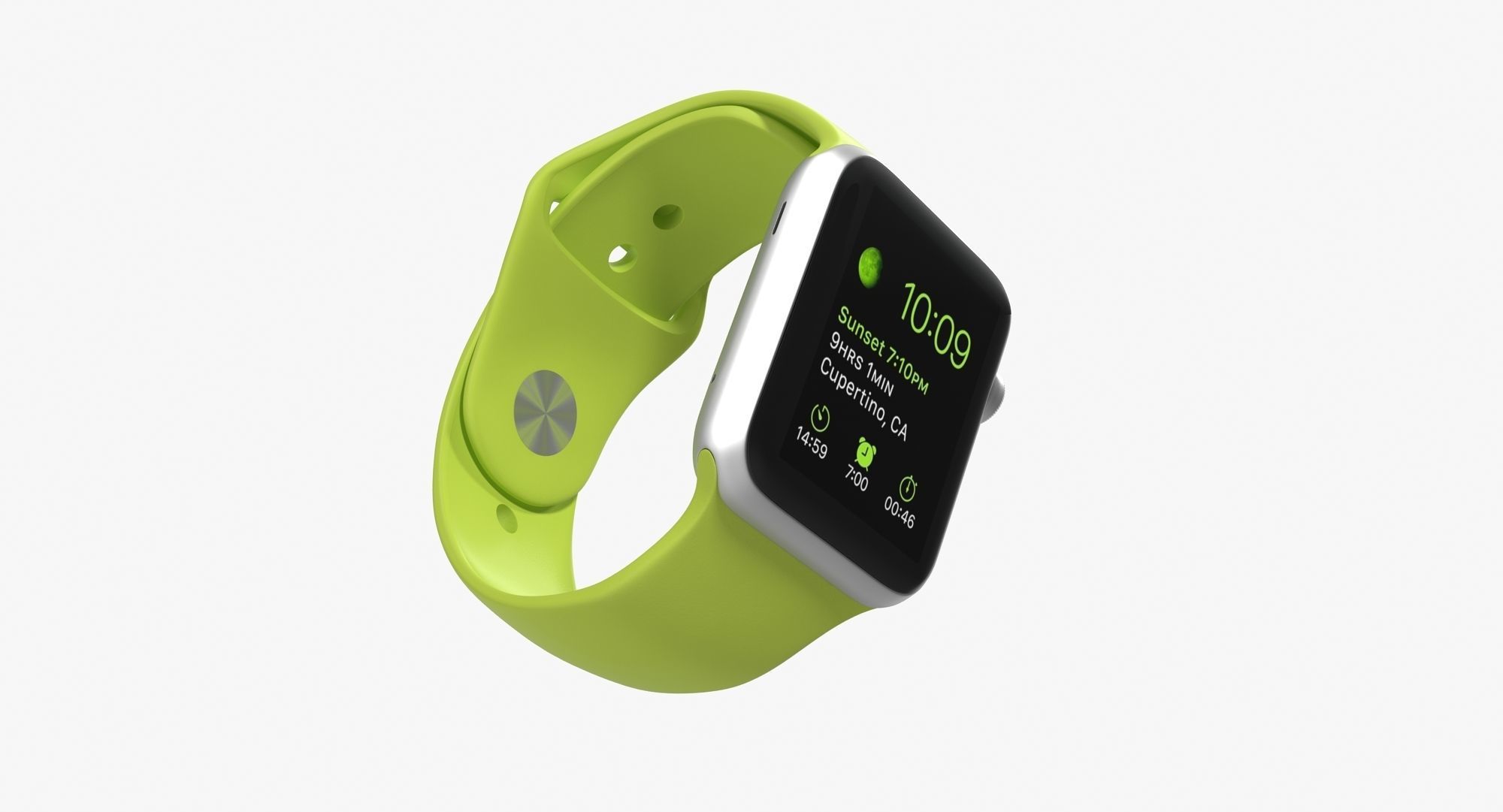 Apple Watch Sport Green 42mm Low-poly 3D model_8