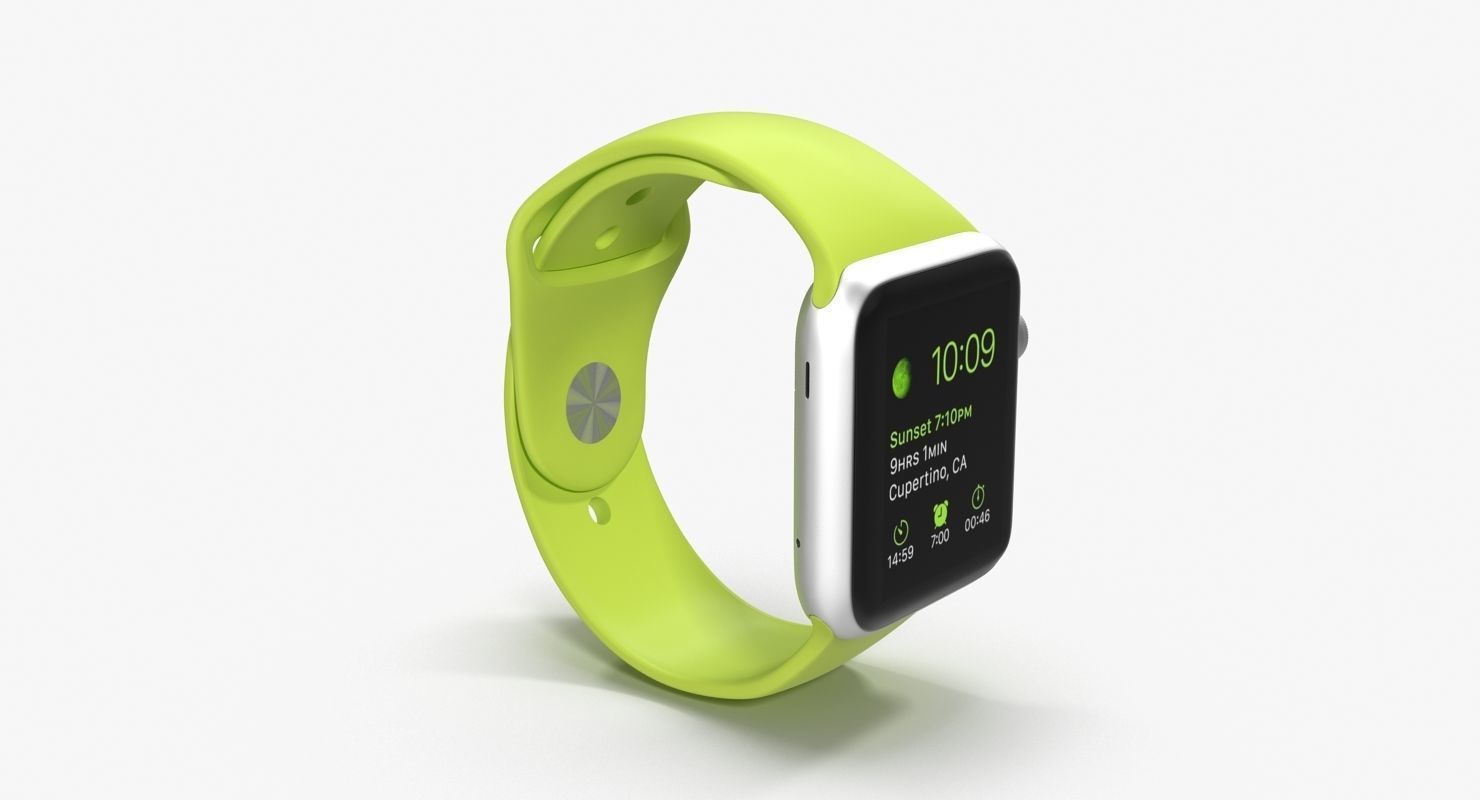 Apple Watch Sport Green 42mm Low-poly 3D model_19
