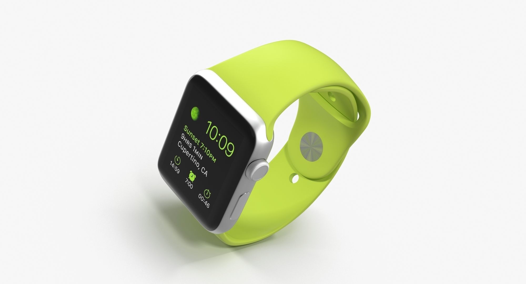 Apple Watch Sport Green 42mm Low-poly 3D model_7