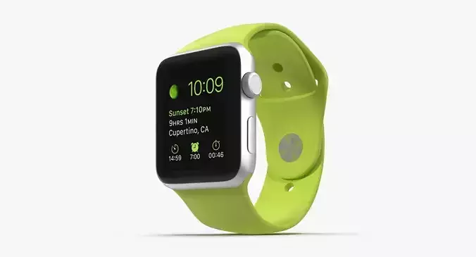 Apple Watch Sport Green 42mm Low-poly 3D model