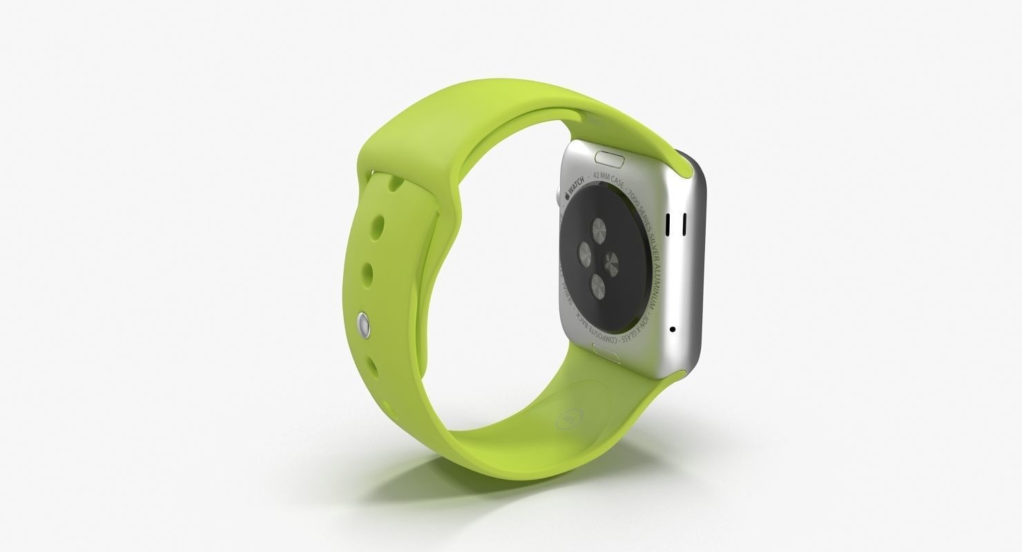 Apple Watch Sport Green 42mm Low-poly 3D model_17