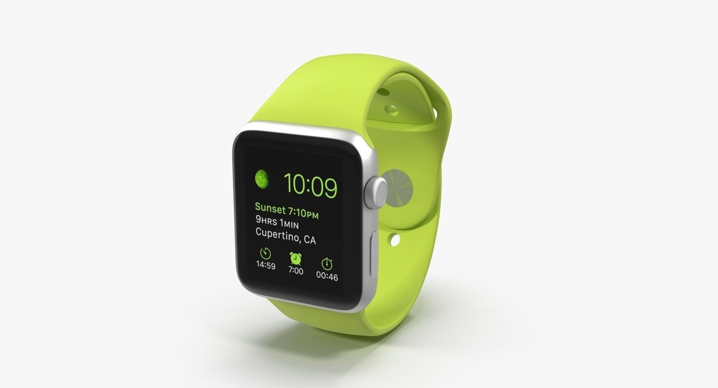 Apple Watch Sport Green 42mm Low-poly 3D model_11