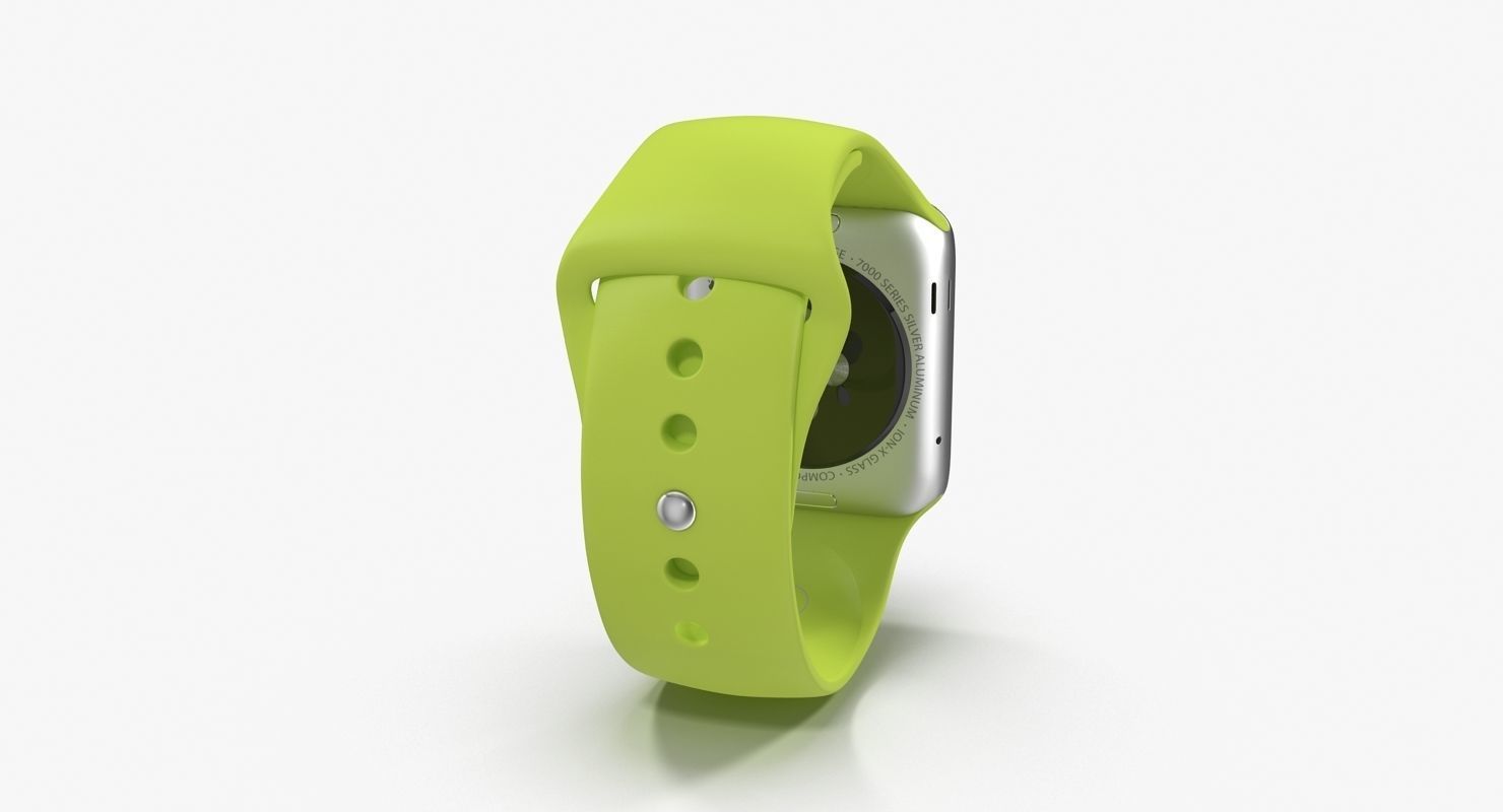 Apple Watch Sport Green 42mm Low-poly 3D model_16