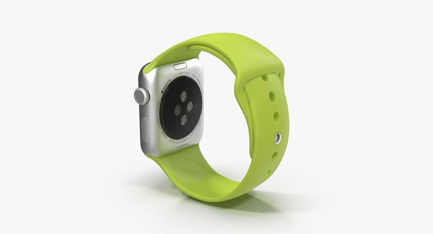 Apple Watch Sport Green 42mm Low-poly 3D model_14