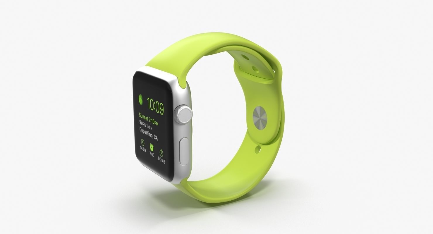 Apple Watch Sport Green 42mm Low-poly 3D model_12