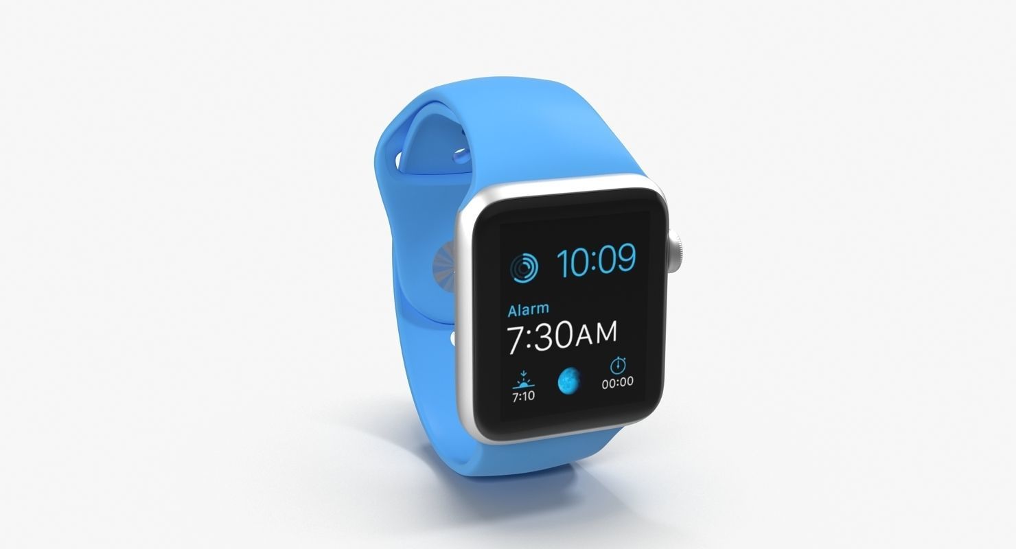 Apple Watch Sport Blue 42mm Low-poly 3D model_20