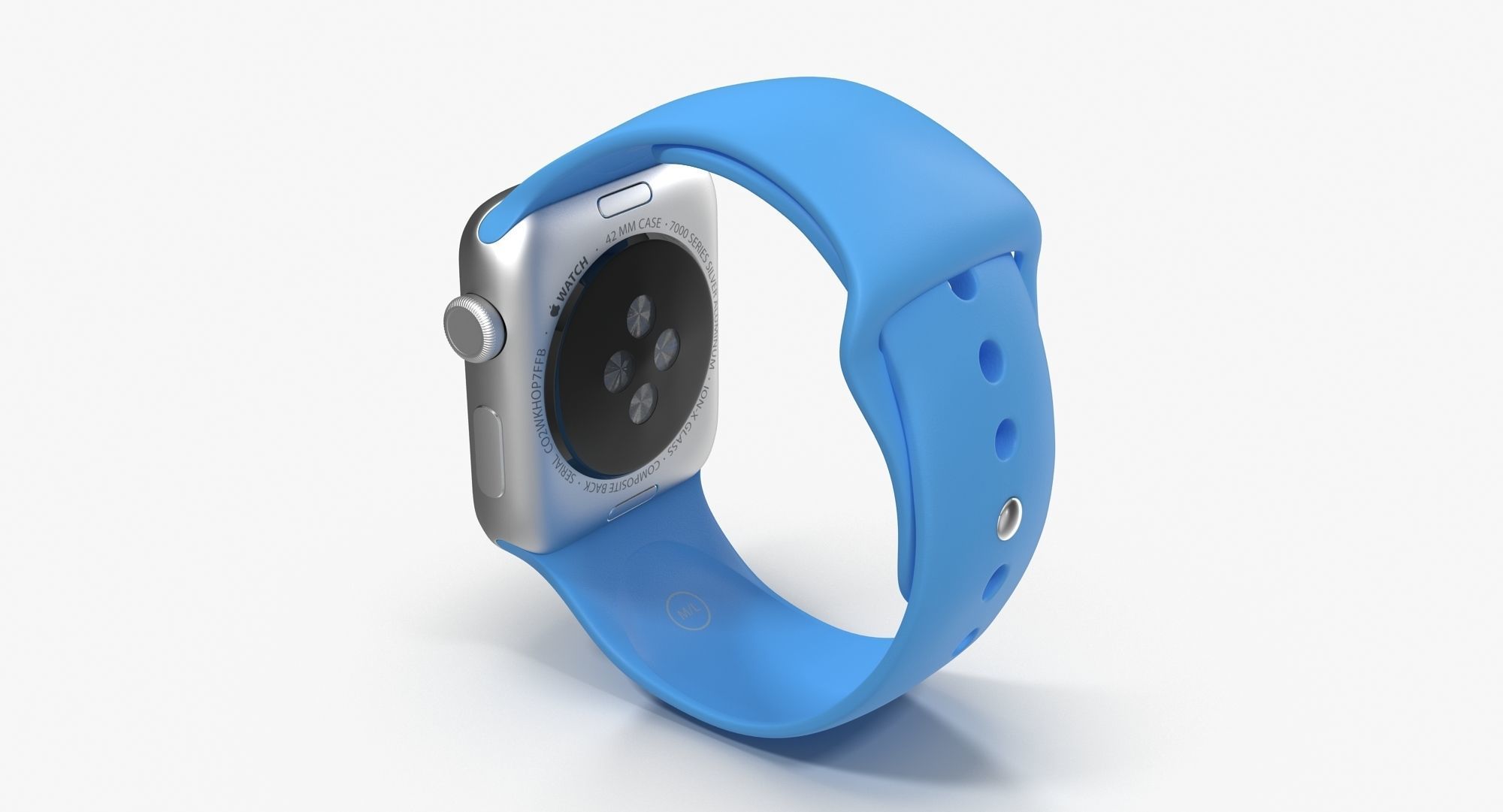 Apple Watch Sport Blue 42mm Low-poly 3D model_6