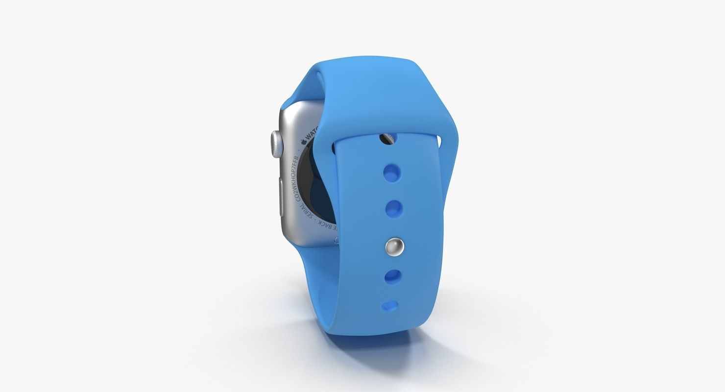 Apple Watch Sport Blue 42mm Low-poly 3D model_15