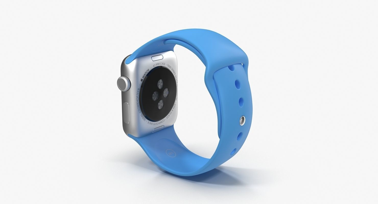 Apple Watch Sport Blue 42mm Low-poly 3D model_14