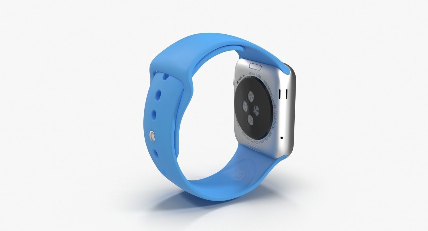 Apple Watch Sport Blue 42mm Low-poly 3D model_17
